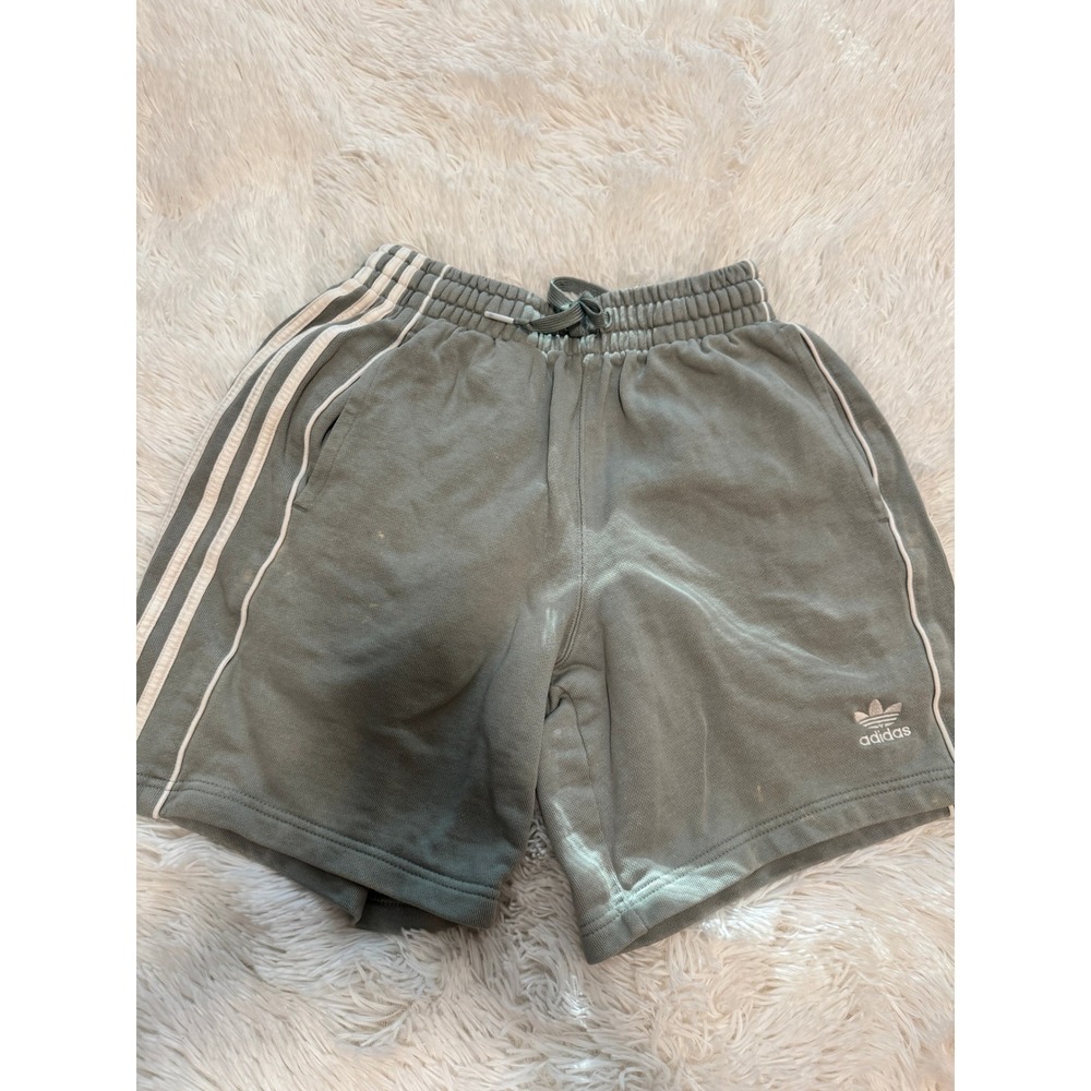 Adidas Originals Womens 3-Stripe Sweat Shorts Sage Green Trefoil Size Small